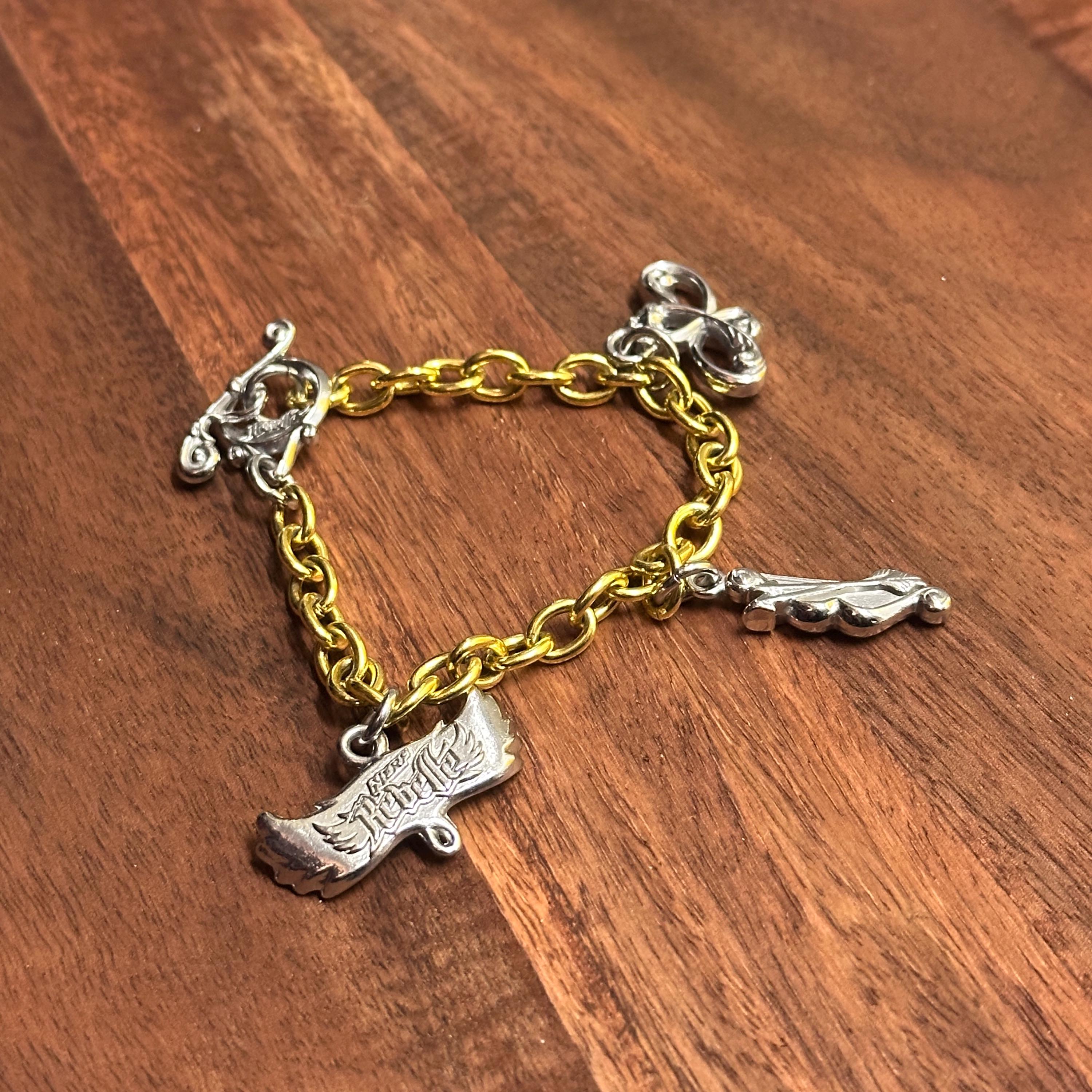 Vintage Nerf Rebelle Gold Tone Charm Bracelet Unique Gift