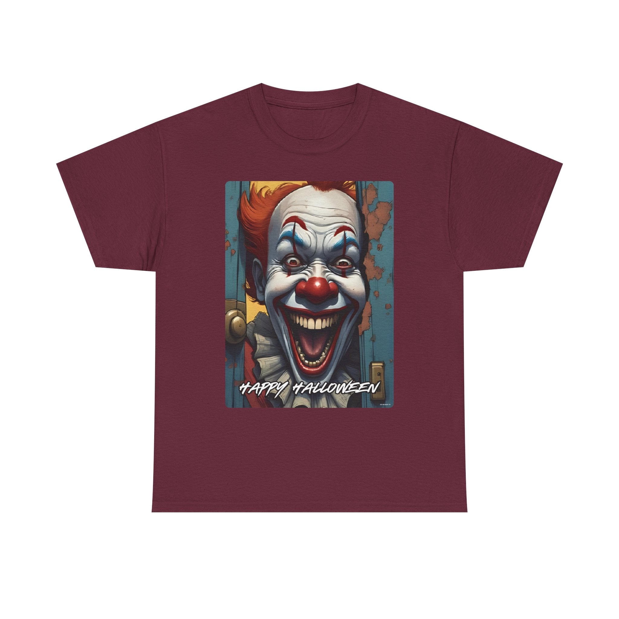 Happy Halloween Clown Novelty Printed T-Shirt 100% Cotton Scary Halloween Tee