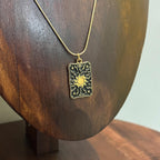 Retro The Sun Tarot Card Pendant Necklace Gold Tone Snake Chain Lucky Gift