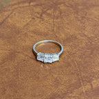 Vintage Classic 925 Solid Silver Trio Cubic Zirconia Gemstone Ring - Size U 1/2