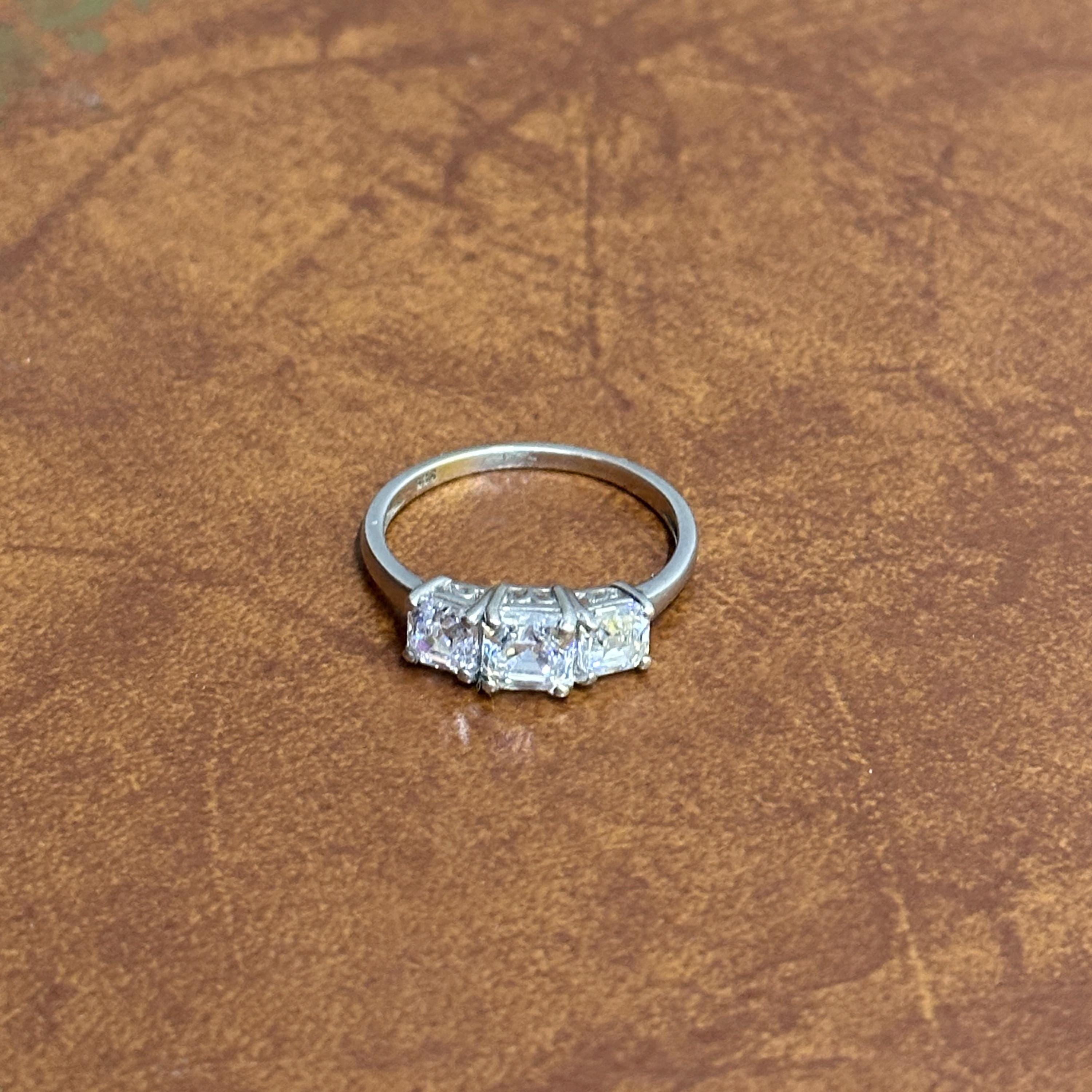 Vintage Classic 925 Solid Silver Trio Cubic Zirconia Gemstone Ring - Size U 1/2