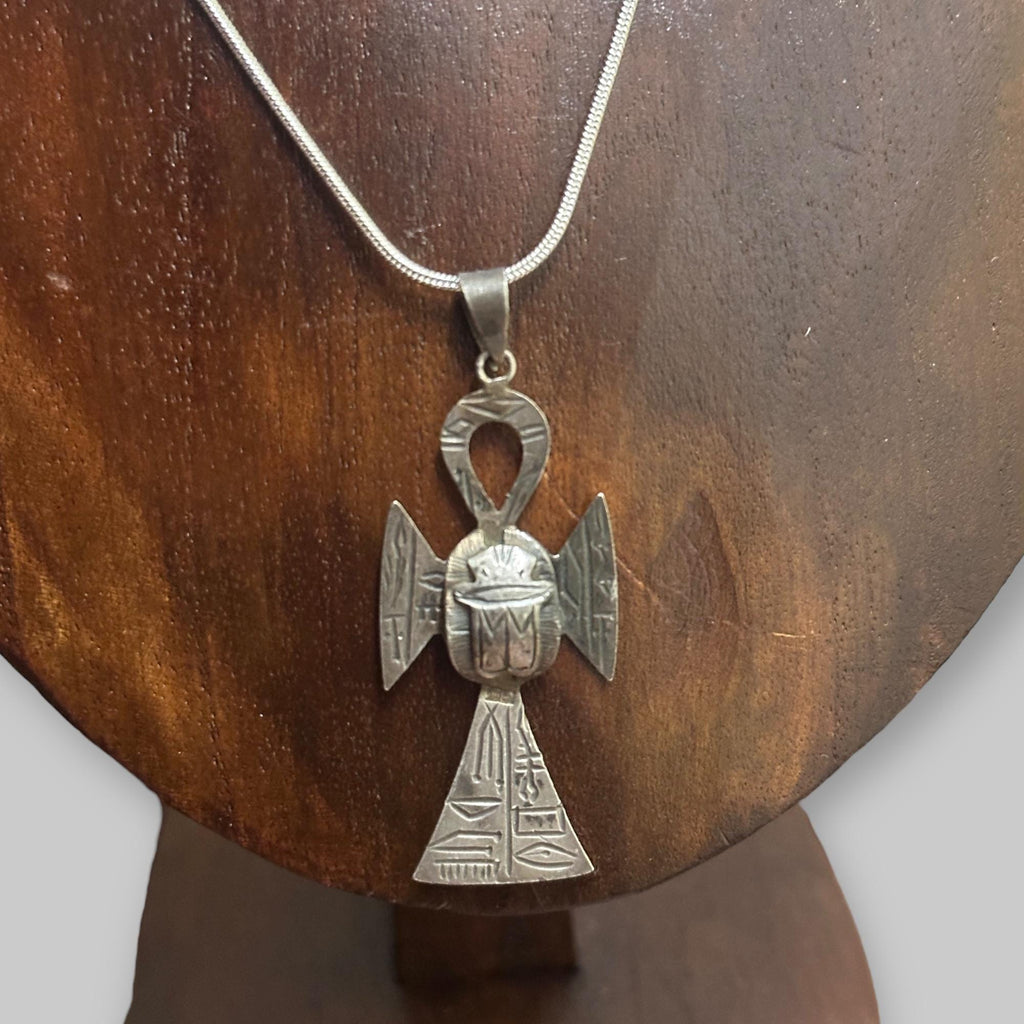 Vintage Unique Aztec Angel Pendant Necklace Hieroglyphic Lucky Gift