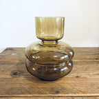 70s Inspired Glass Tubular Vase Dark Yellow Brown Retro Gift 20cm