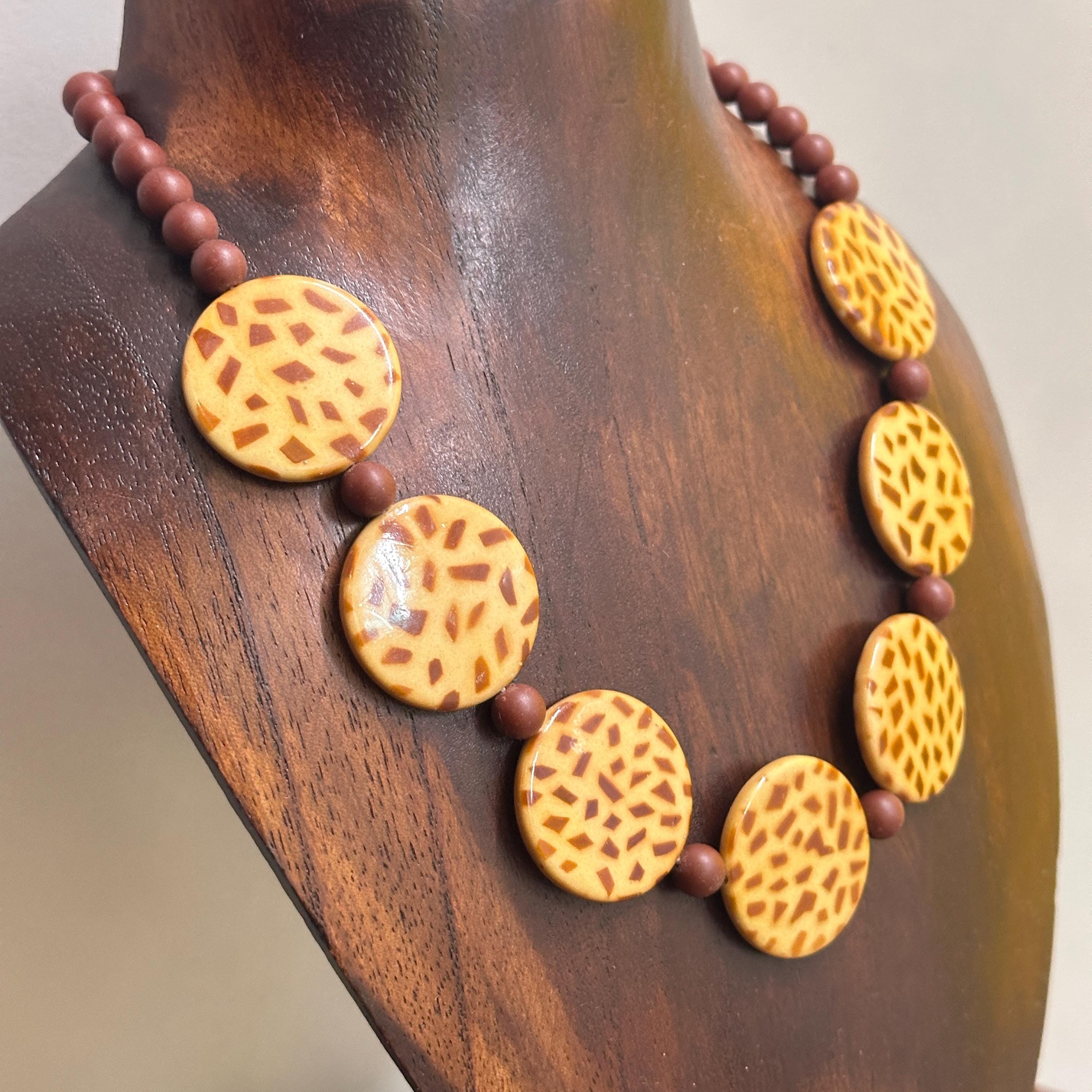 Vintage Handmade Chunky Ethnic Tribal Beaded Necklace Costume Jewellery