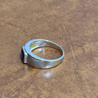 Vintage Classic Square 925 Solid Silver Deep Blue Gemstone Ring - Size O