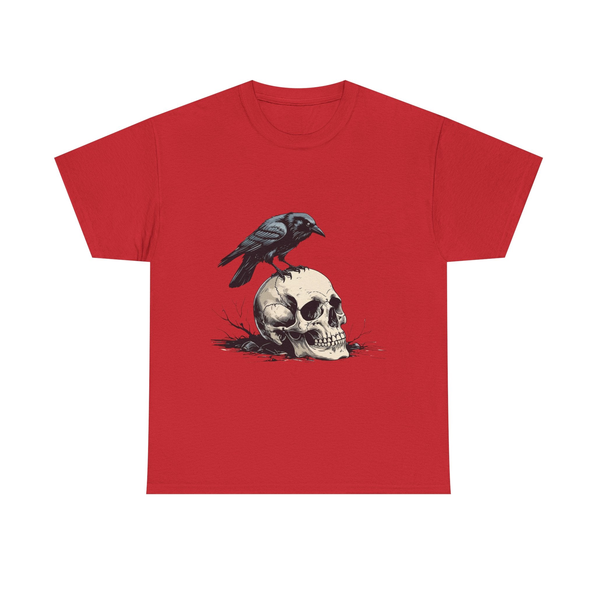 Skull & Crow Printed 100% Cotton Goth Biker Tattoo T-Shirt Halloween Tee
