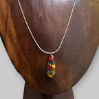 Vintage Coloured Gemstone Teardrop Pendant Necklace Mixed Stone Snake Chain