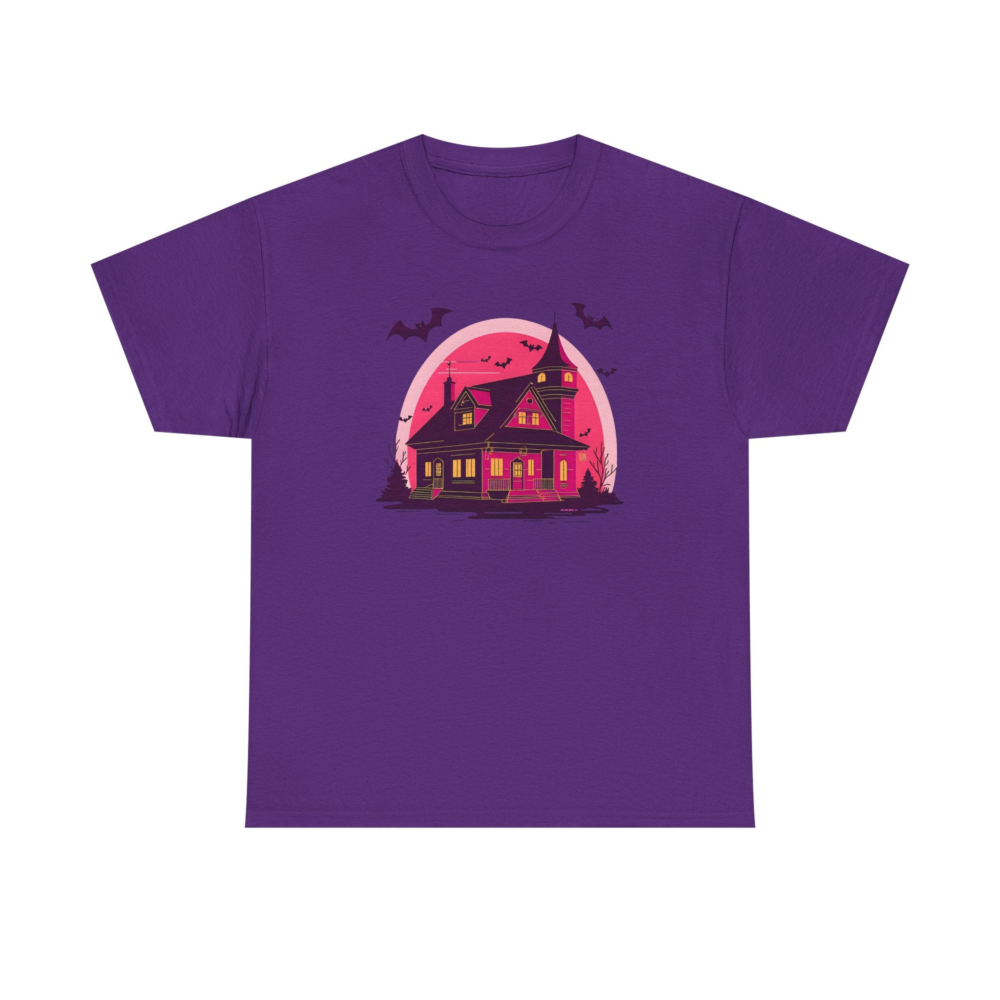 Haunted House Printed T-Shirt 100% Cotton Novelty Scary Halloween Tee