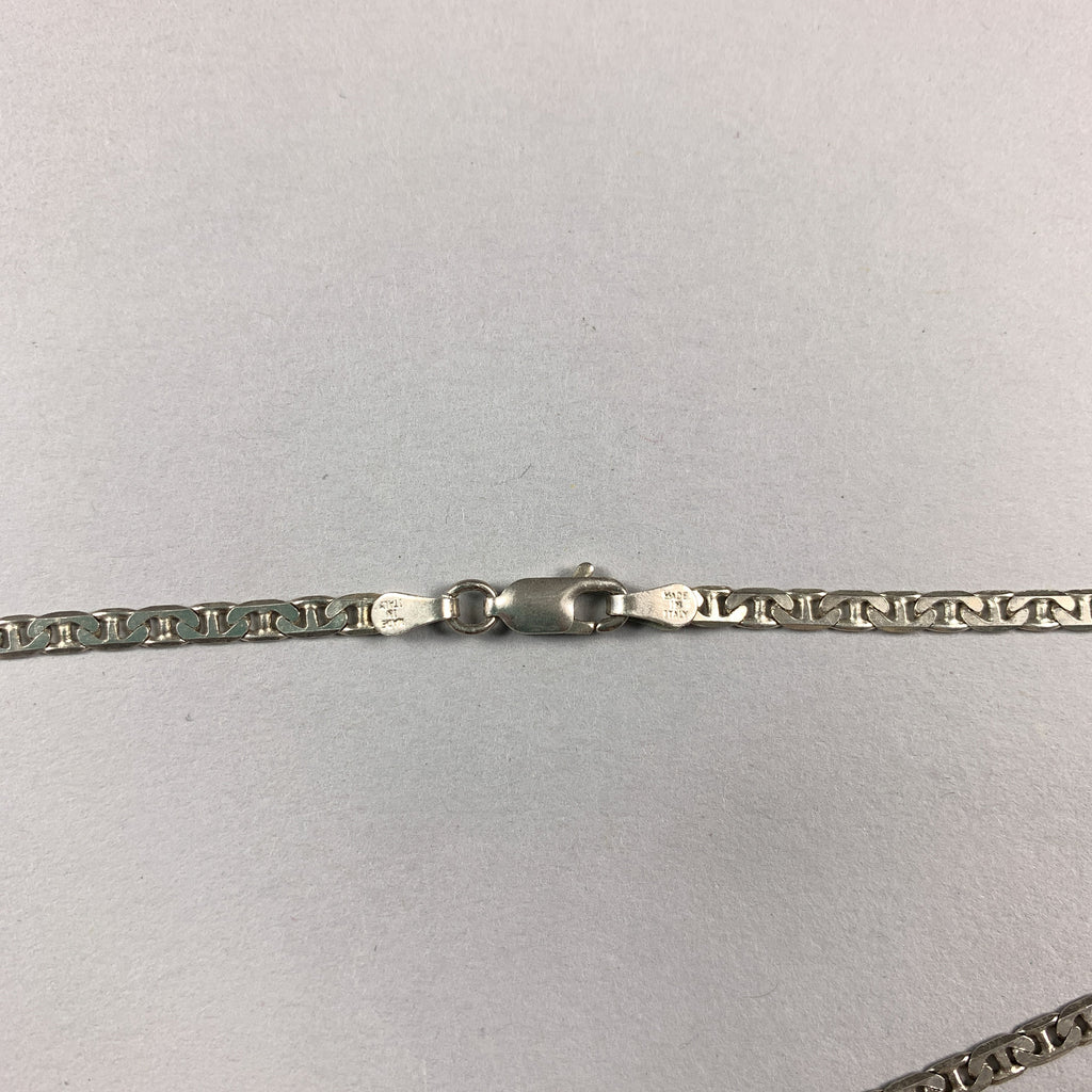 Vintage 925 Sterling Silver Short Choker Chain Necklace Made In Italy.