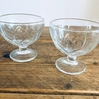 Pair Of 80s Retro Glass Ice Cream Dessert Bowls Gift 10cm