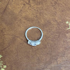 Vintage Classic 925 Solid Silver Trio Cubic Zirconia Gemstone Ring - Size U 1/2