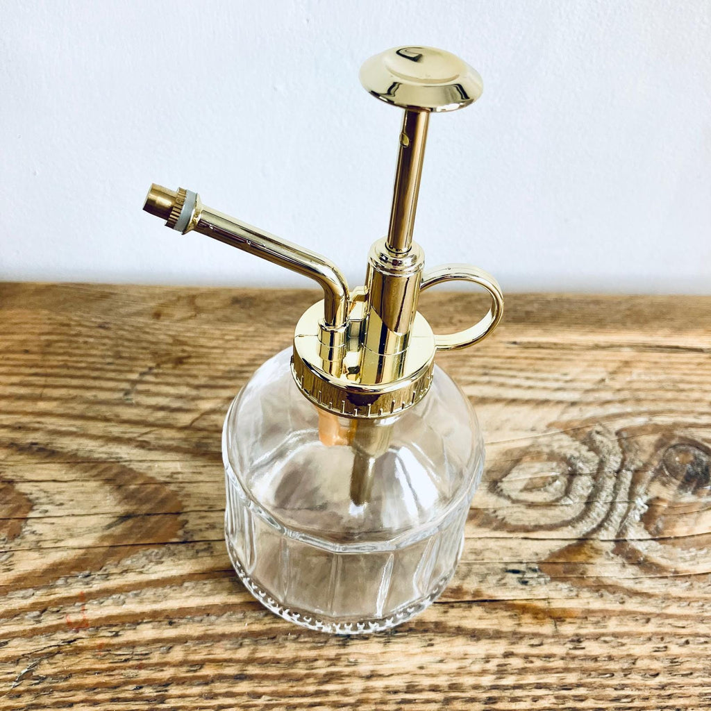 Vintage Style Glass Spritzer Bottle With Gold Spray Button Vintage Homeware Gift 16cm