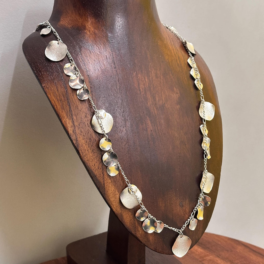 Vintage Handmade Silver Metallic Shimmer Necklace Lightweight Summer Costume Jewellery