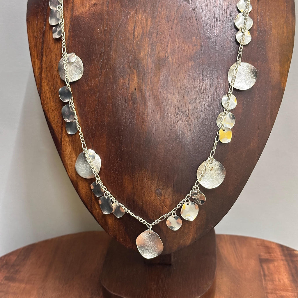 Vintage Handmade Silver Metallic Shimmer Necklace Lightweight Summer Costume Jewellery
