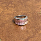 Vintage Chunky 925 Solid Silver Pale Pink Gemstone Ring - Size M