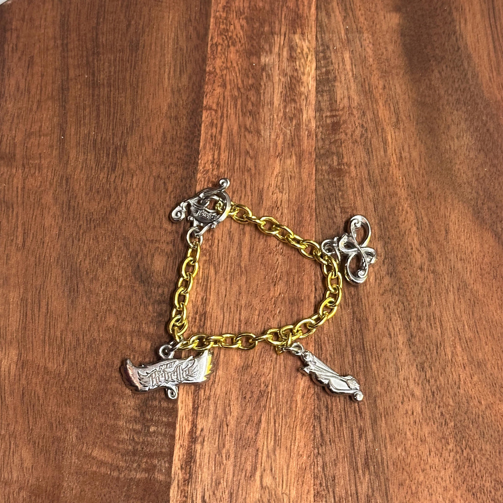 Vintage Nerf Rebelle Gold Tone Charm Bracelet Unique Gift