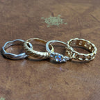 Vintage Classic Evening Stackable Ring Collection Silver/Gold Tone Ring Bundle 4 Pieces - Size S