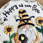 Novelty Painted Garden Gnome Stepping Stone Decoration Happy As Can Be Quote Heavy Weight