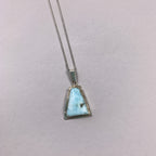 Vintage 925 Sterling Silver Turquoise Stone Semi Precious Triangle Necklace Lucky Pendant