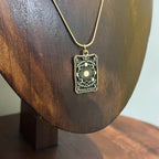 Retro The Wheels Of Fortune Tarot Card Pendant Necklace Gold Tone Snake Chain Lucky Gift