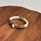 Vintage Unique Cream Tribal Gemstone Bangle Ethnic Hippie Boho Bracelet Gift