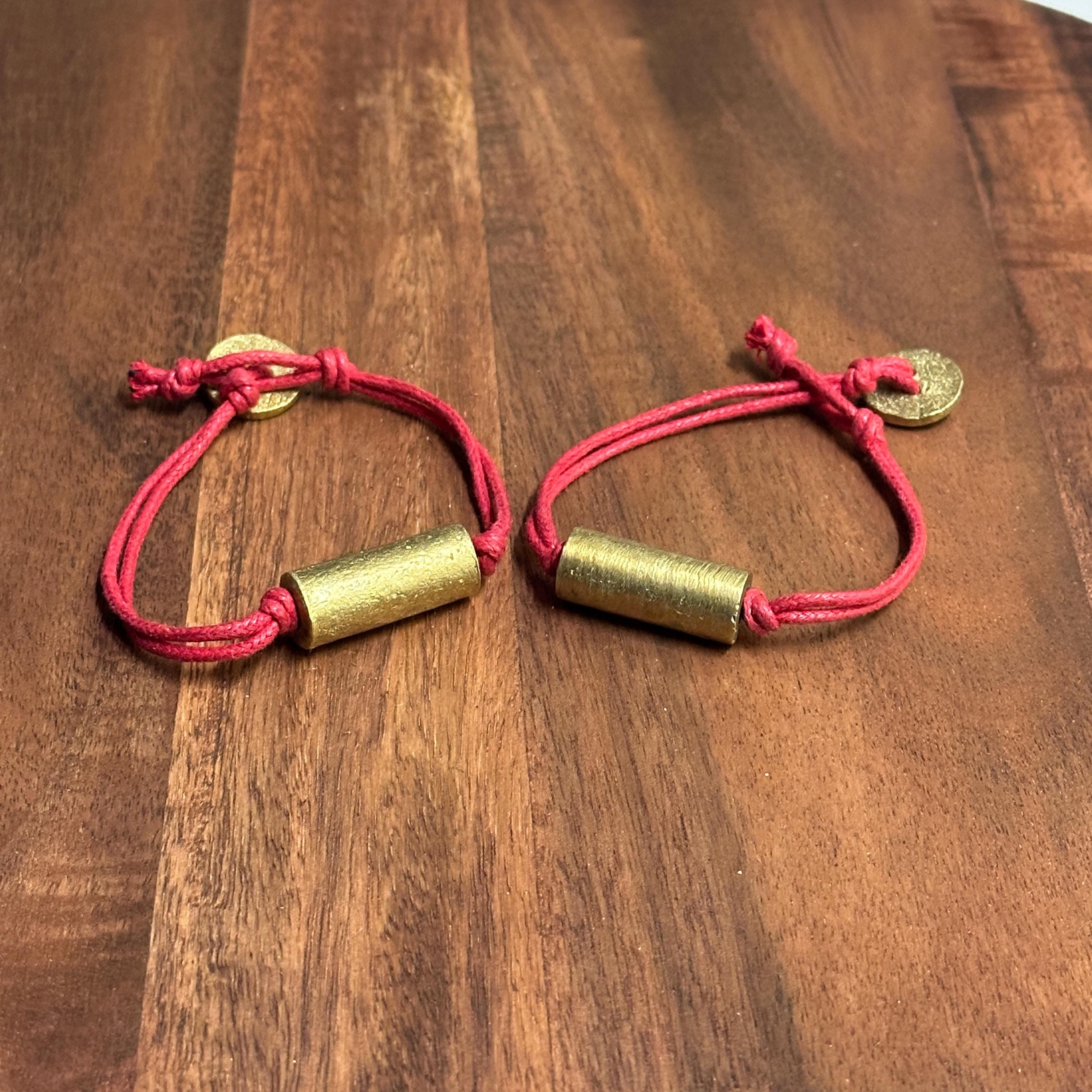 Vintage Oriental Handmade Red Woven Bracelets 2 Pieces Unique Gift