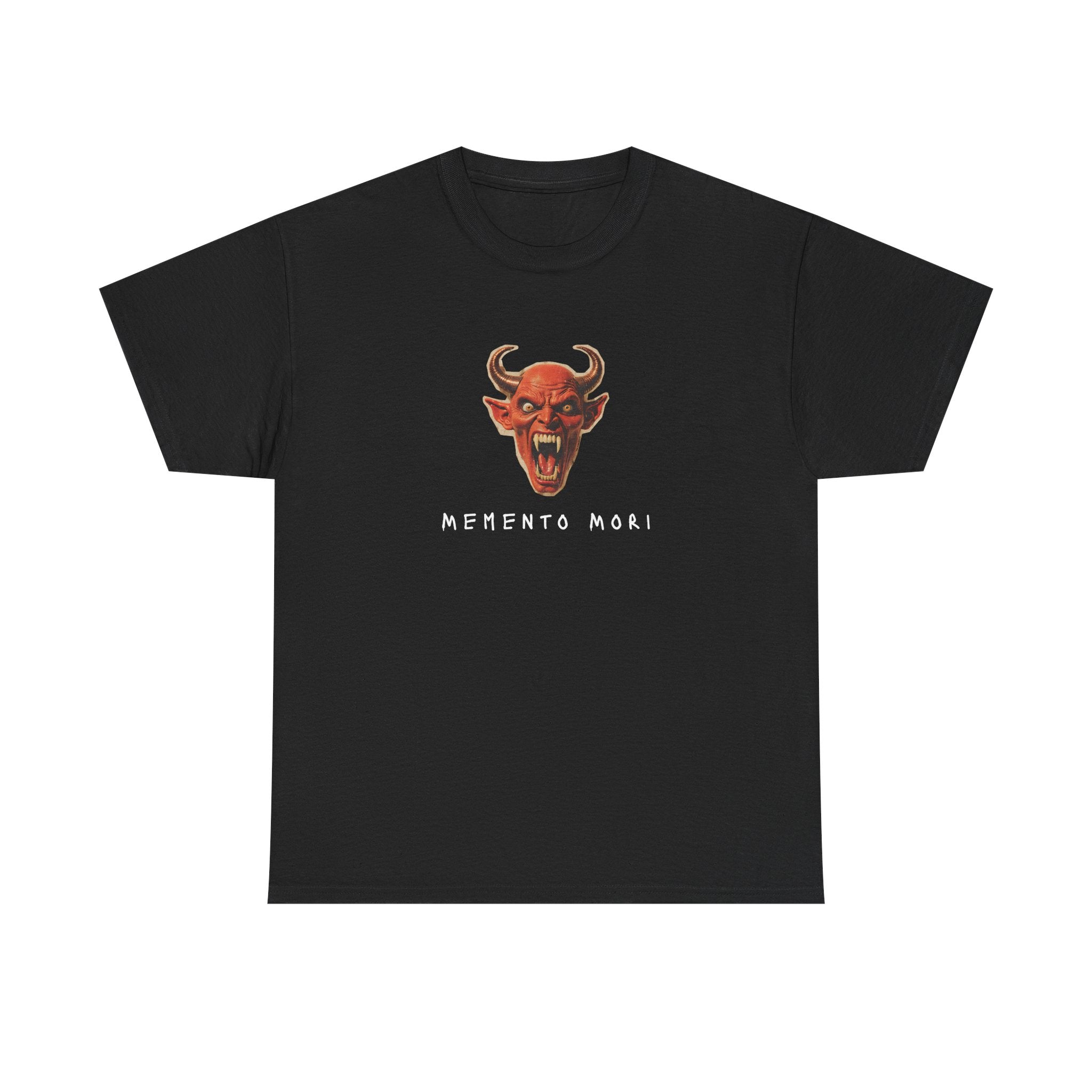 Memento Mori Devil Printed T-Shirt 100% Cotton Halloween Scary Satan Tee Gift