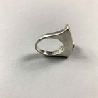 Vintage Rare Unique 925 Sterling Silver Amethyst Geometric Minimalist Style Heavy Ring Gift - Size Q
