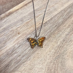 Vintage Unique Amber Butterfly Pendant Necklace 925 Silver Chain Gift