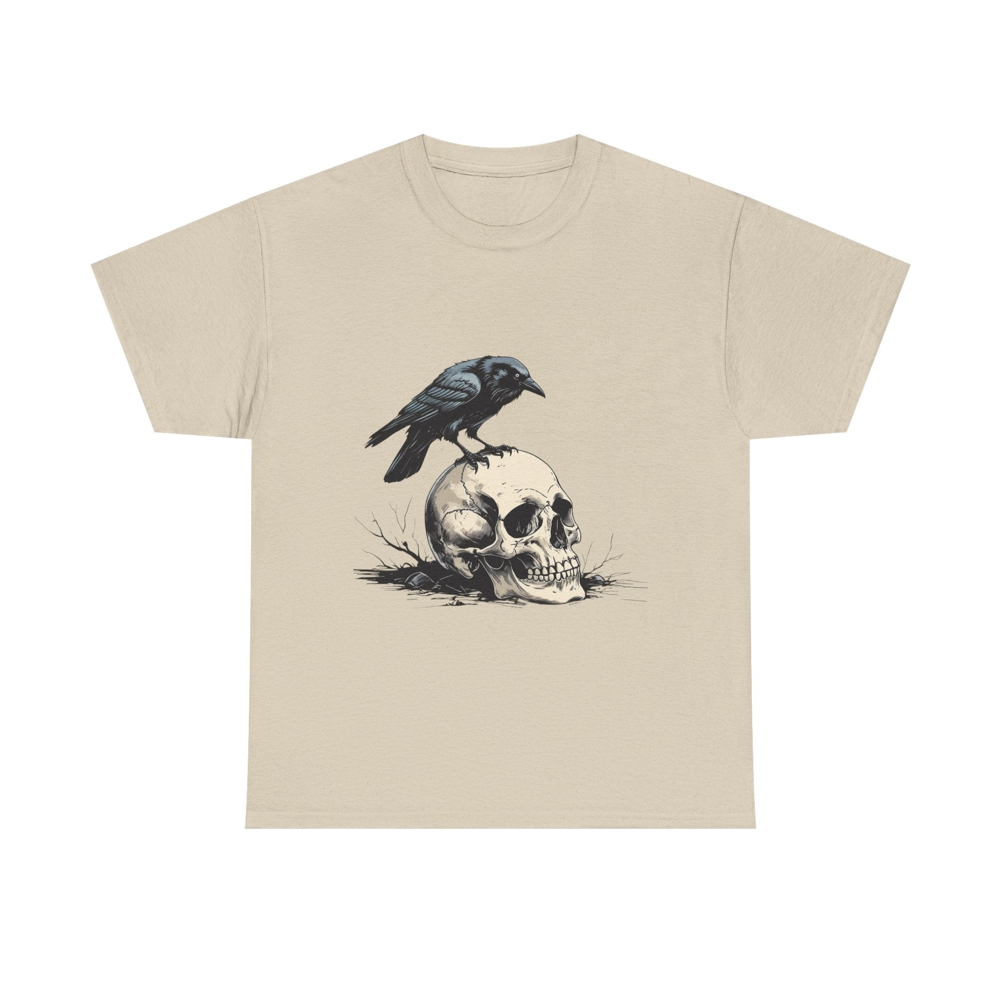 Skull & Crow Printed 100% Cotton Goth Biker Tattoo T-Shirt Halloween Tee
