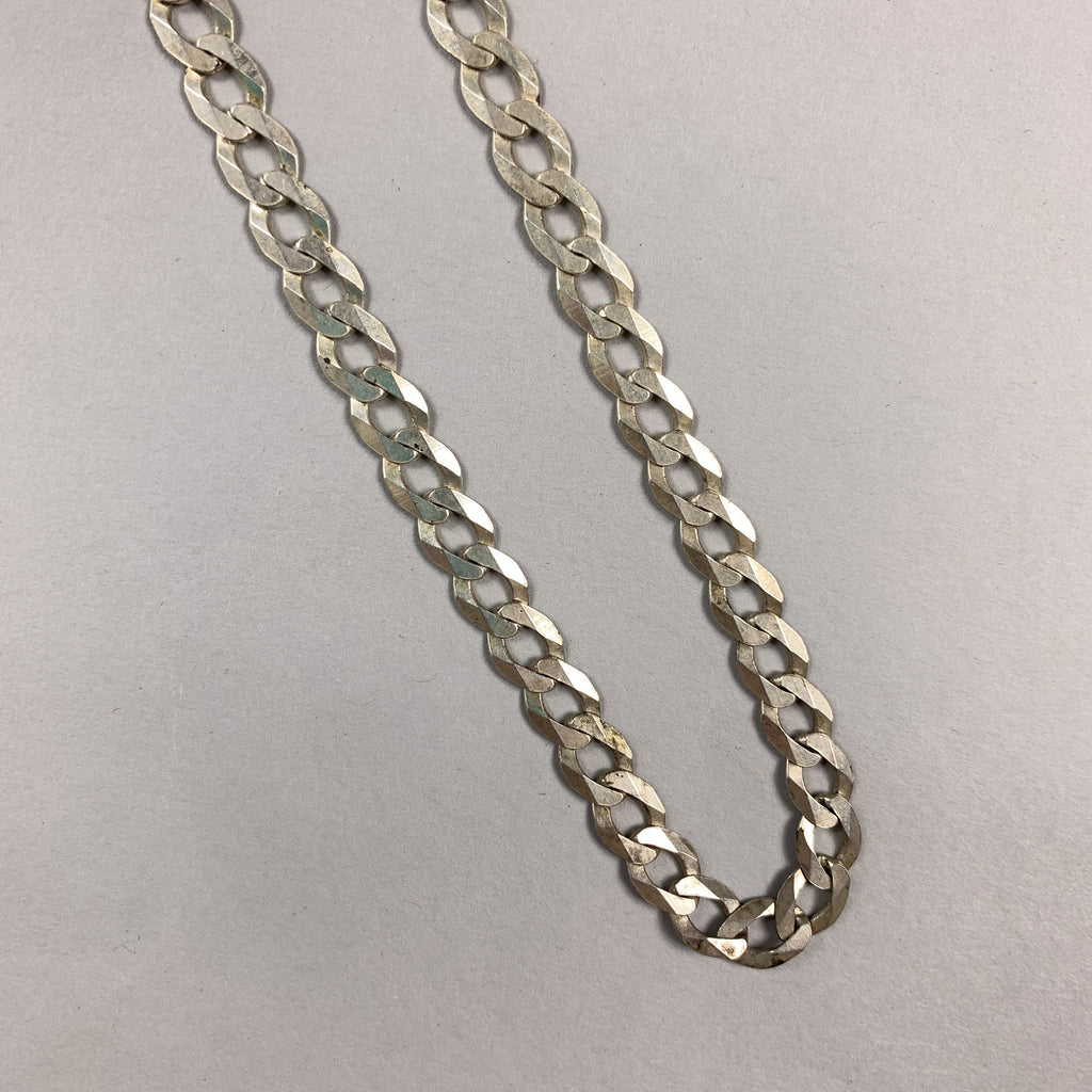 Vintage 925 Sterling Solid Silver Chunky Choker Flat Link Chain Necklace 50cm