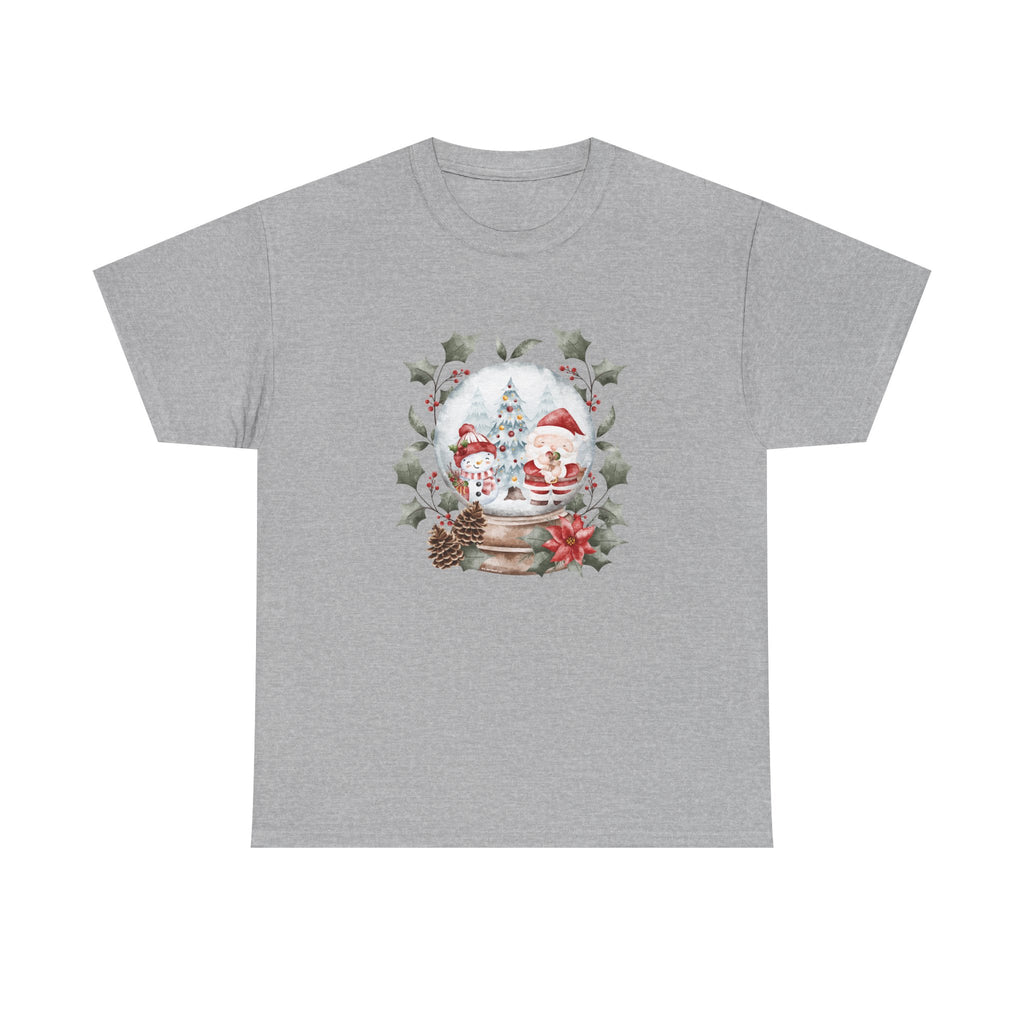 Christmas Snow Globe Printed T-Shirt 100% Cotton Novelty Santa Snowman Xmas Tee Gift