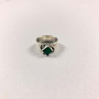 Vintage 925 Sterling Silver Band Ring with Green Stone Size O