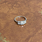 Vintage Classic 925 Solid Silver Trio Cubic Zirconia Gemstone Ring - Size U 1/2