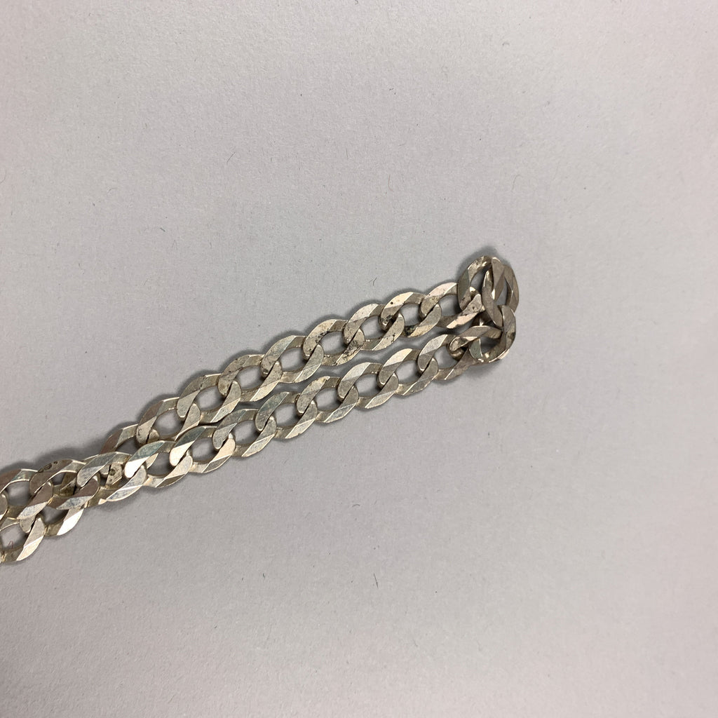 Vintage 925 Sterling Solid Silver Chunky Choker Flat Link Chain Necklace 50cm