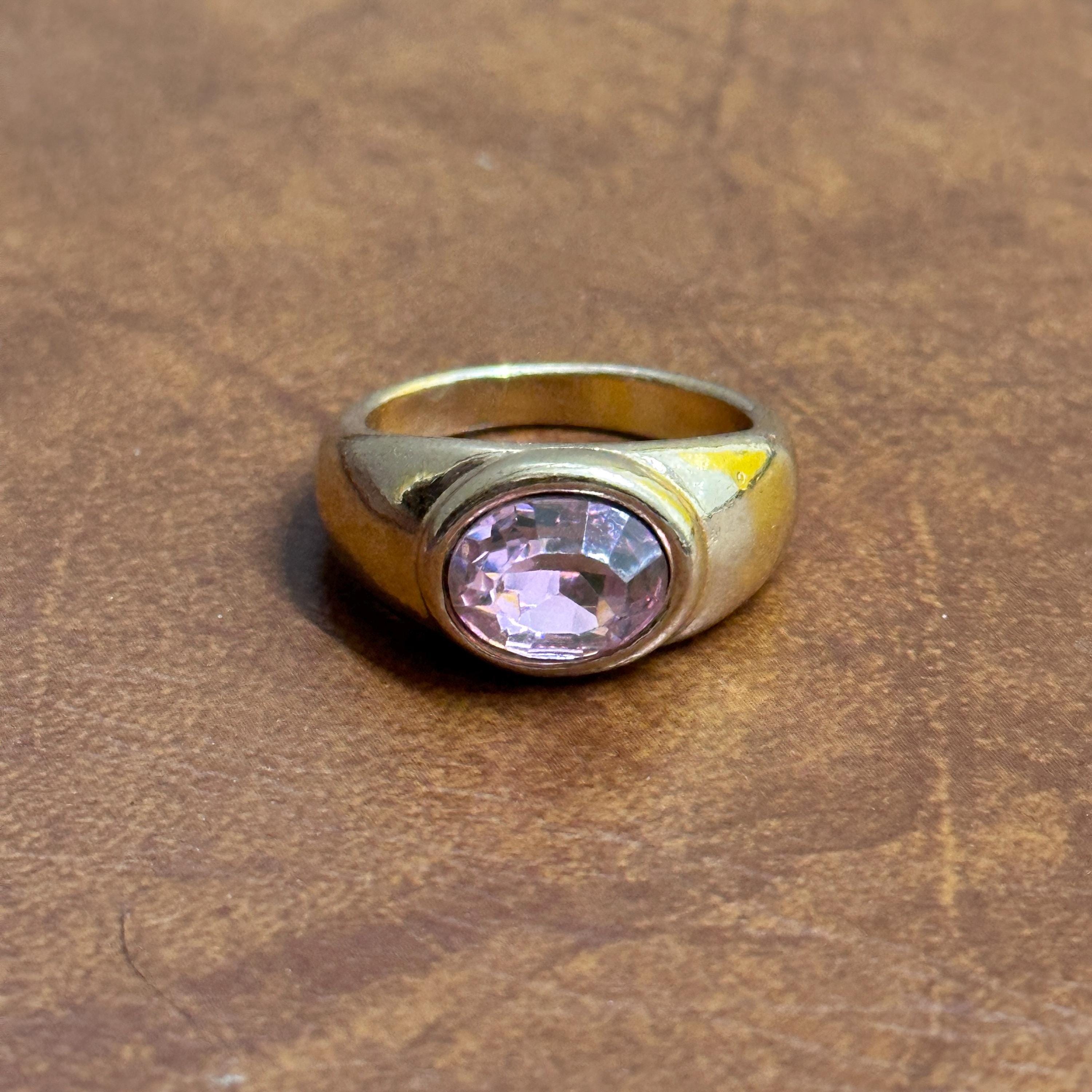 Vintage Stackable Gemstone Ring Collection Party Costume Jewellery 4 Pieces - Size Q 1/2
