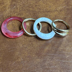 Vintage Unique Coloured/Gold Tone Ring Bundle Collection 4 Pieces - Size M