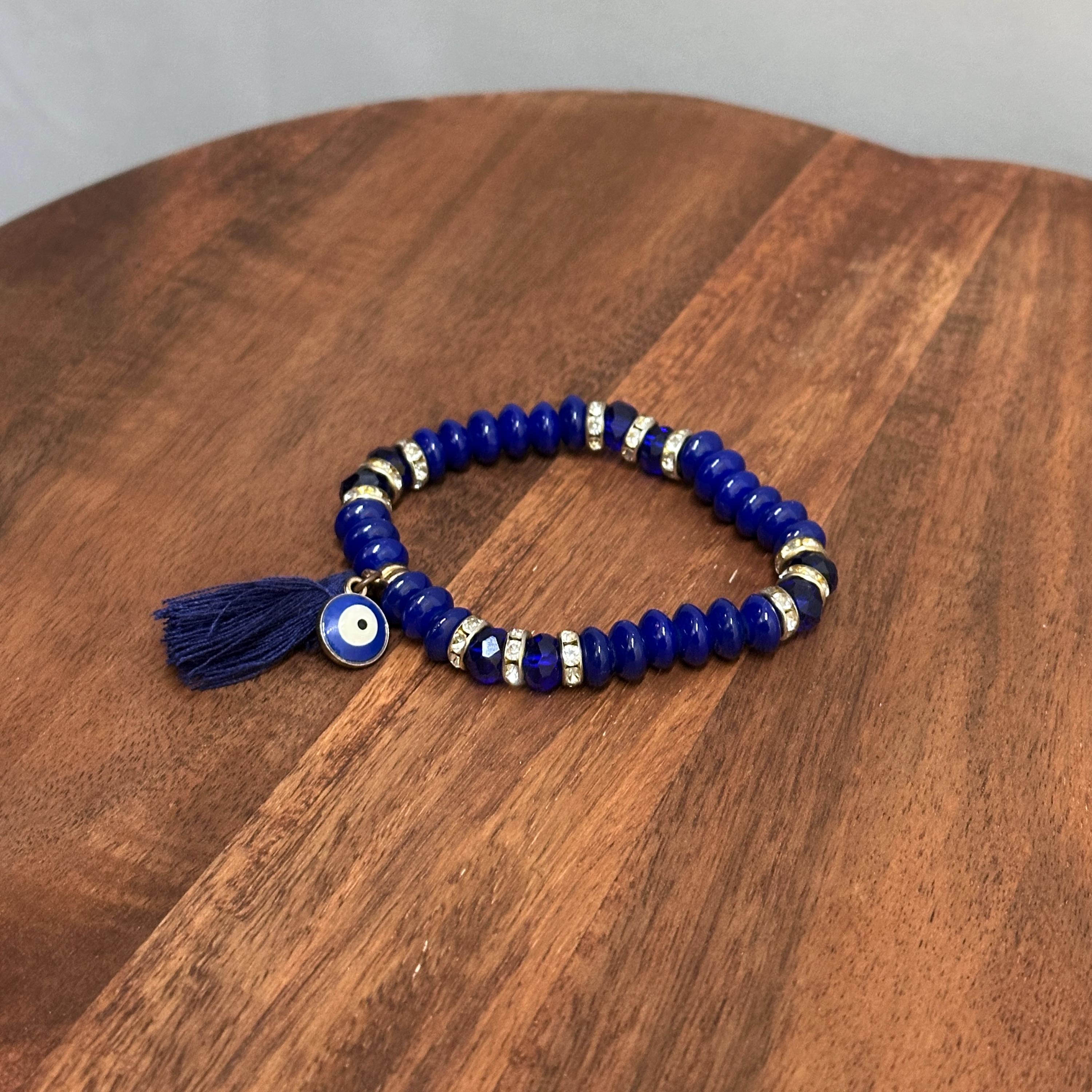 Vintage Handmade Blue Turkish Evil Eye Beaded Bracelet Unique Gift