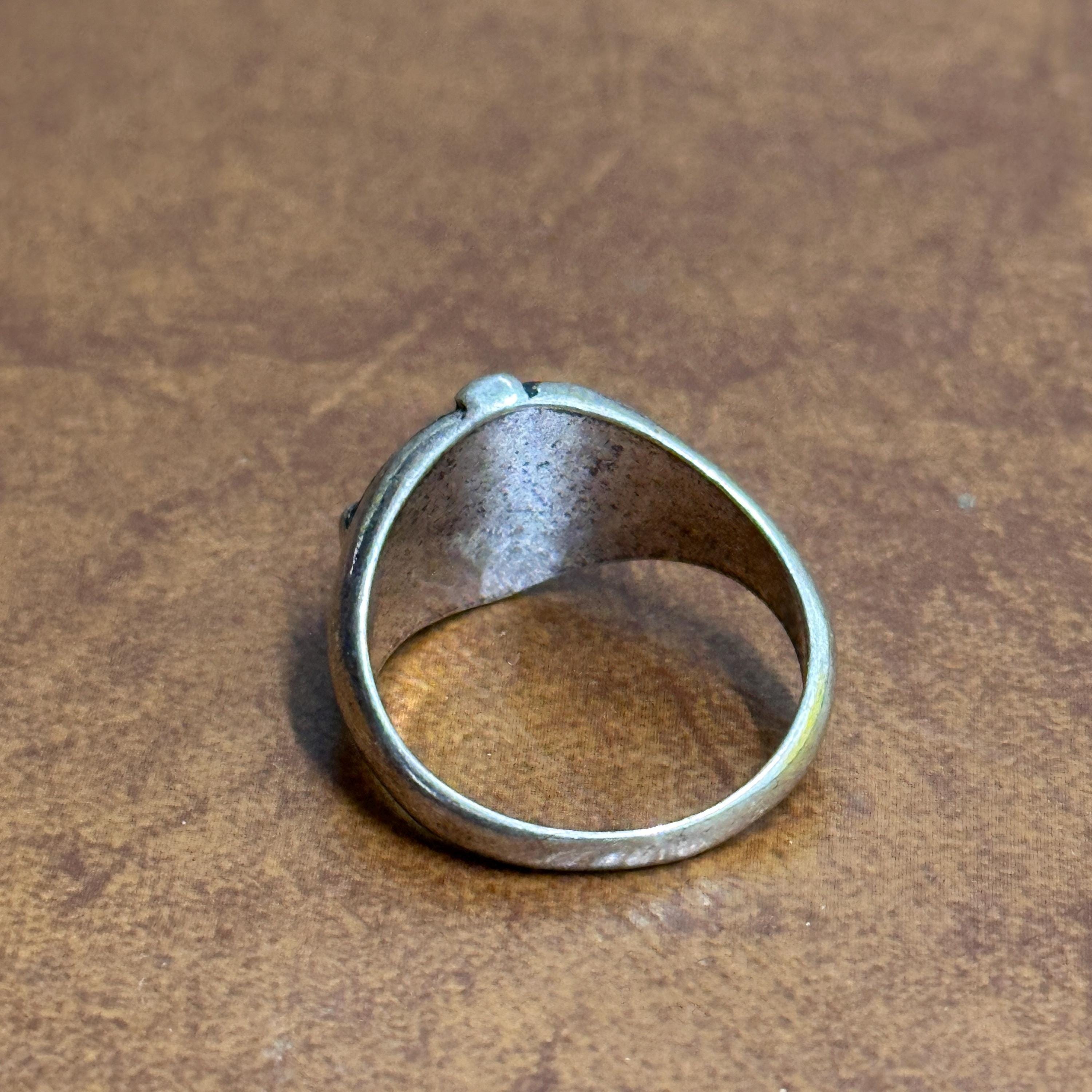 Vintage Compass Ring Silver Tone Traveller Goth Costume Jewellery Gift - Size V