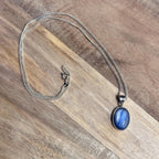 Vintage Blue Labradorite Gemstone Pendant Necklace 925 Sterling Silver Healing Spiritual Stone