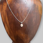 Vintage Mid-Century Mini Floral Pendant Necklace Silver Tone Lucky Gift