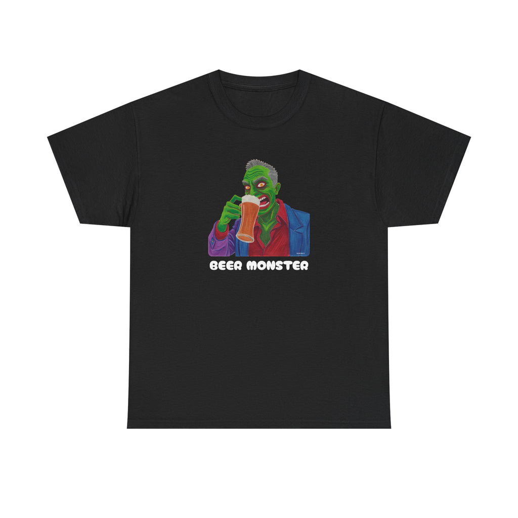Beer Monster Printed T-Shirt 100% Cotton Novelty Scary Zombie Halloween Tee