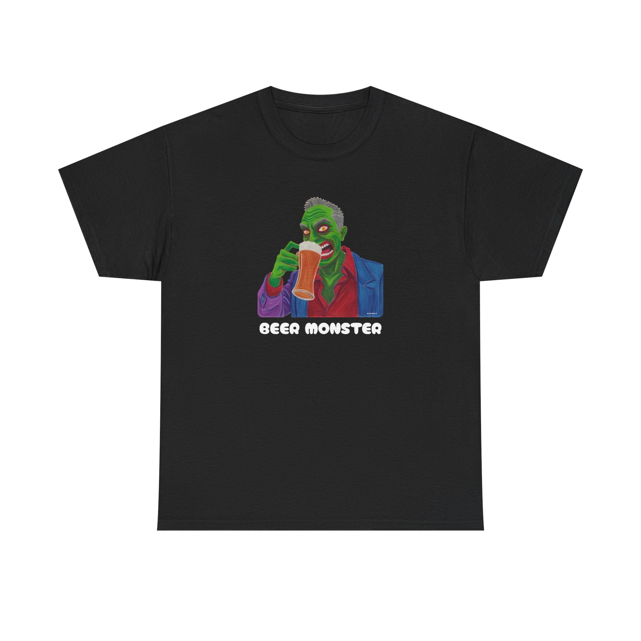 Beer Monster Printed T-Shirt 100% Cotton Novelty Scary Zombie Halloween Tee
