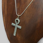 Vintage Floral Engraved Female Cross Silver Tone Pendant Necklace Unique Gift