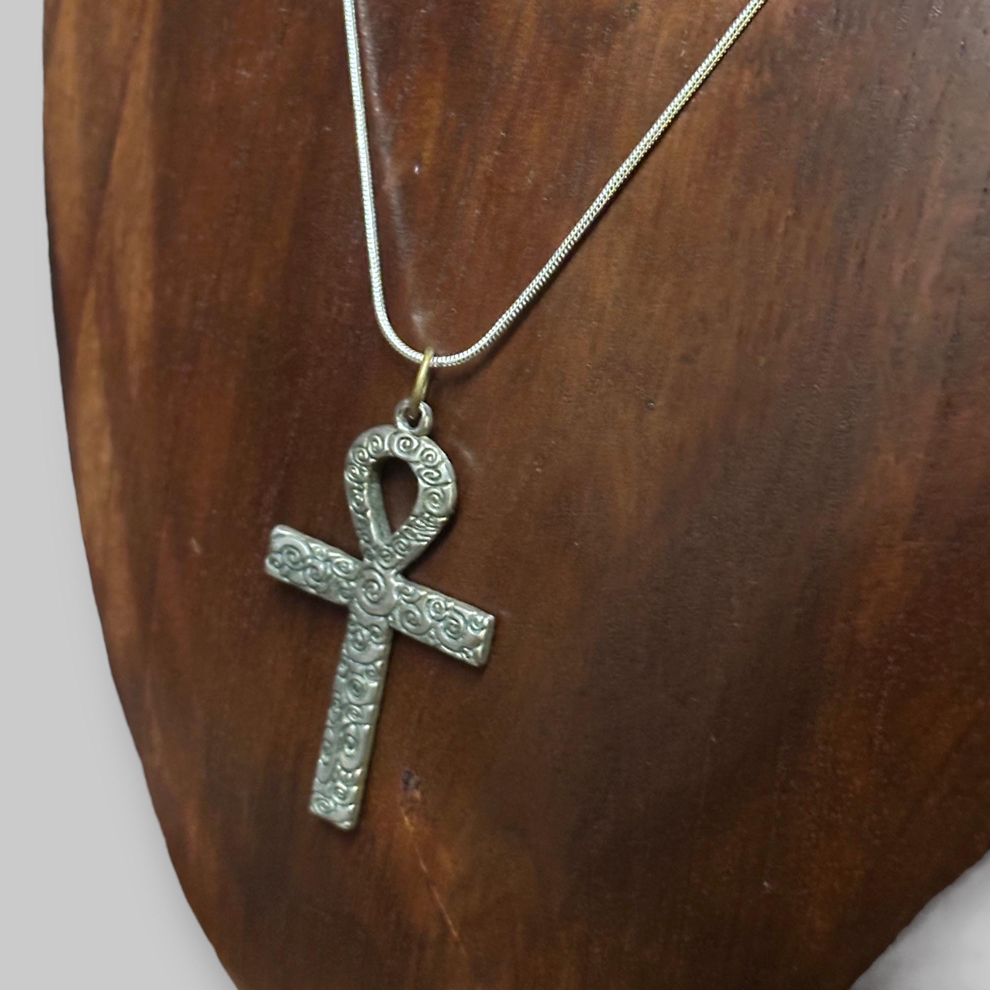 Vintage Floral Engraved Female Cross Silver Tone Pendant Necklace Unique Gift