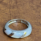 Vintage 925 Solid Silver Cream/White Gemstone Twist Ring - Size M 1/2