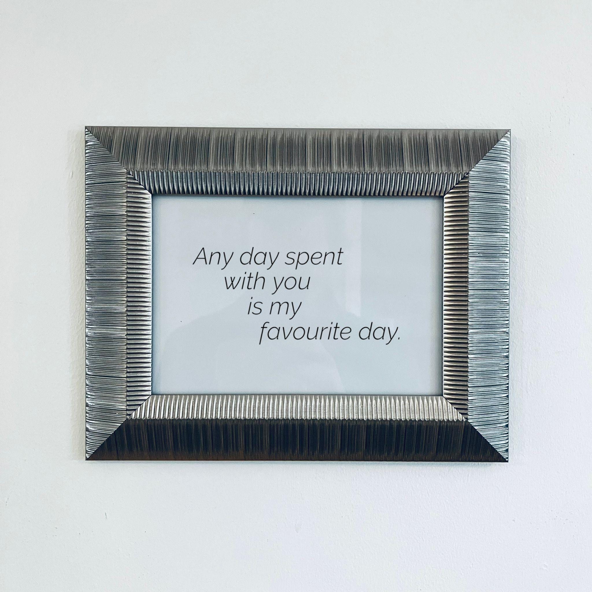 Ribbed Silver Framed Love Quote Print Valentine&#39;s Day Gift Friend Girlfriend Boyfriend Anniversa
