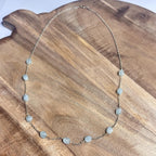 Vintage 50/60s Blue Aquamarine Gemstone Beaded Necklace 925 Sterling Silver Unique Gift