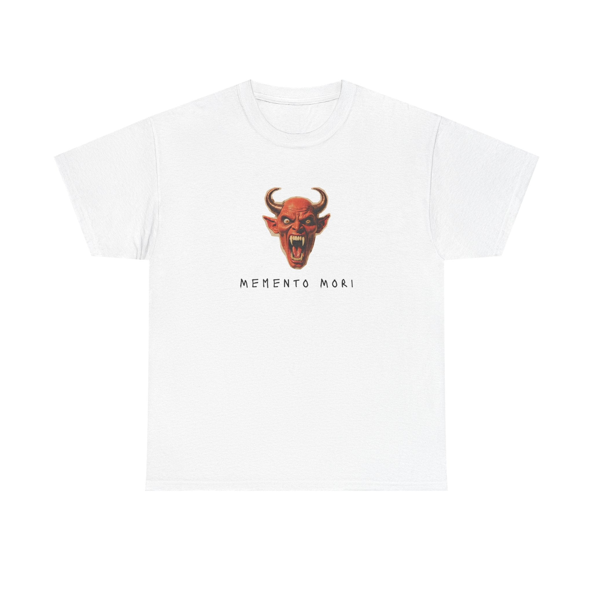 Memento Mori Devil Printed T-Shirt 100% Cotton Halloween Scary Satan Tee Gift