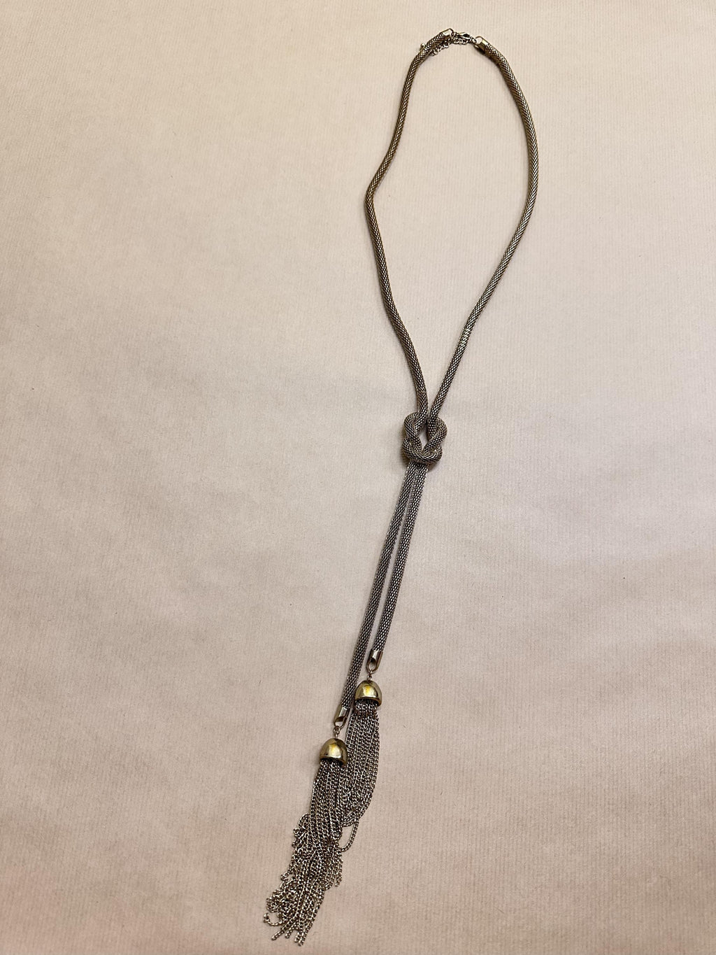 Vintage Ethnic Egyptian Style Serpent Gold Tone Tassel Knot Necklace Tribal Costume Jewellery